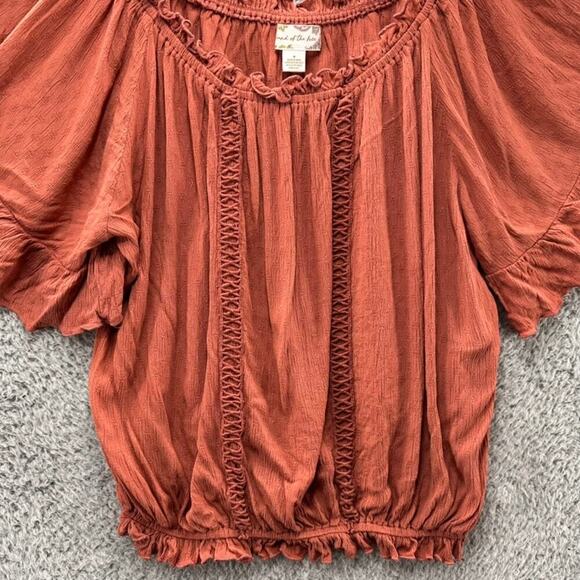 Band of the Free Medium Blouse Rust Color Embroidered Accents Flowy Boho - Picture 6 of 9